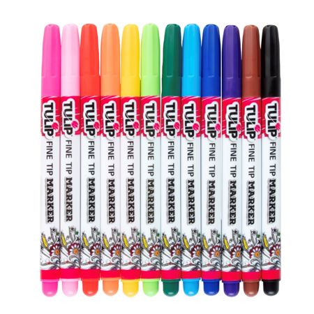 Picture of 26662 Tulip Fine-Tip Fabric Markers Rainbow 12 Pack