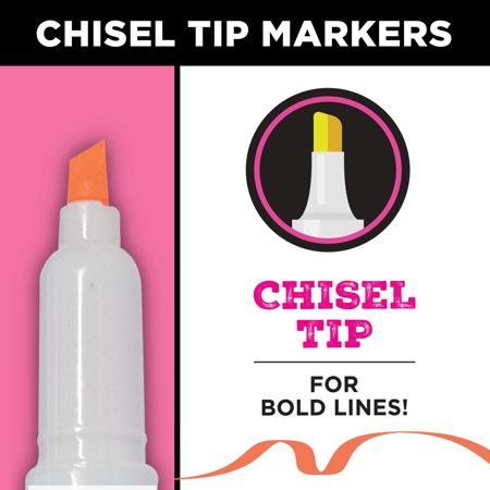 Picture of 38043 Tulip Graffiti Chisel-Tip Fabric Markers Neon 6 Pack