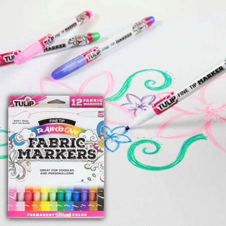 Picture of 34944 Tulip Fine-Tip Fabric Markers Rainbow 12 Pack
