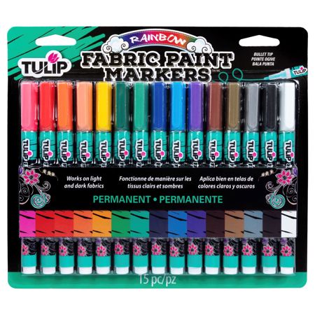 Picture of 33701 Tulip Bullet-Tip Fabric Paint Markers Rainbow 15 Pack