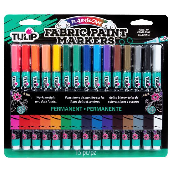Picture of 33701 Tulip Bullet-Tip Fabric Paint Markers Rainbow 15 Pack